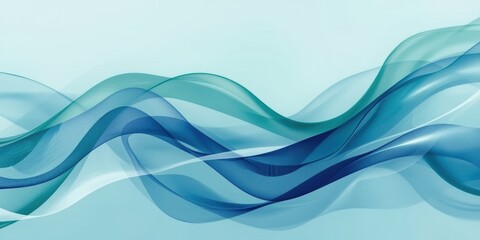 Obraz premium Dynamic blue and teal abstract waves flow smoothly creating a modern, elegant, and professional background for design.