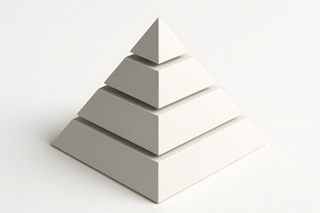 Stacked Pyramid Structure: Conceptual Visual of Hierarchy and Growth on White