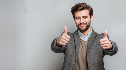 Confident Applicant Portrait, Showing Approval and Enthusiasm, Ideal for Professional Presentations.