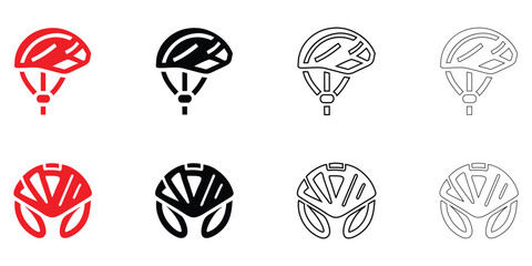 bicycle helmet vector icon, helmet for bicycle vector, silhouette and line art