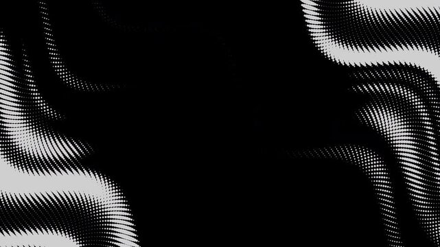 Abstract wavy halftone fluid motion background with place for text in center. Scratched pop art wavy dynamic dotted flames.