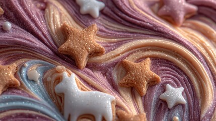 Gingerbread Cookies Floating in Caramel Swirl – Cozy Christmas Dessert Background