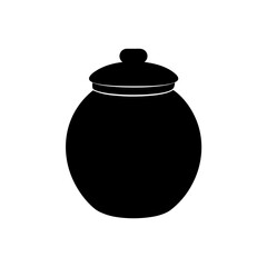 Closed jar black silhouette on transparent background