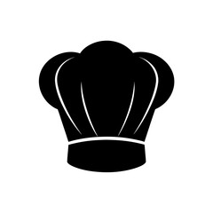 A black chef's hat icon on transparent background silhouette