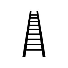 Simple black step ladder on transparent background silhouette