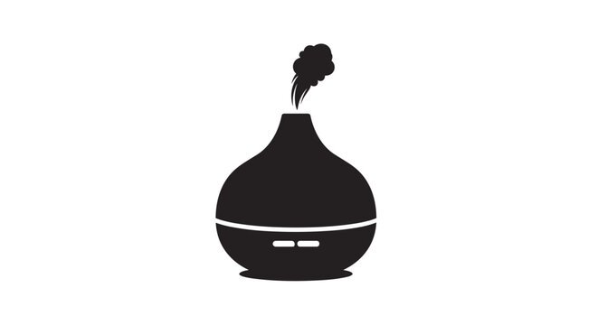 black essential oil diffuser with steam clip art preview