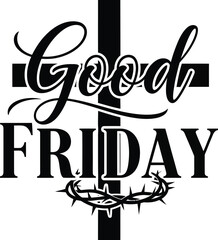 Good Friday Cross with Crown of Thorns .