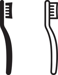Vector art of black toothbrush silhouette outline of a toothbrush, representing dental hygiene, oral care, and cleanliness, icon on