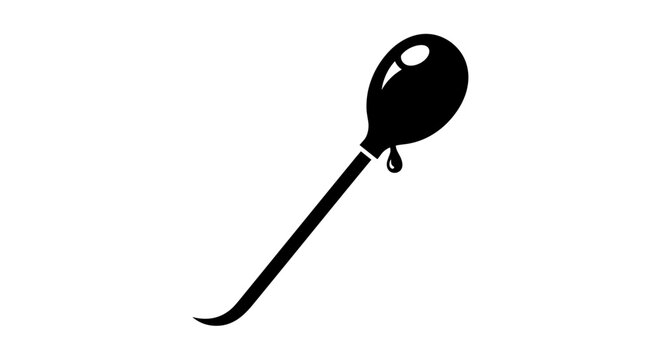 Simple black and white illustration of a turkey baster with a single drop of liquid.