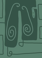 Minimal abstract image for printing. The picture fits modern interiors. The picture is painted by hand on a tablet. © neurostructure