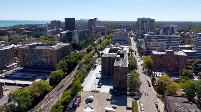 evanston illinois aerial push in