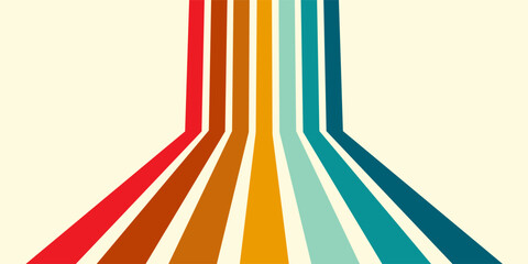 Abstract background of rainbow groovy Wavy Line design in 1970s Hippie Retro style. Vector pattern ready to use for cloth, textile, wrap and other.