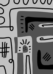 Minimal abstract image for printing. The picture fits modern interiors. The picture is painted by hand on a tablet. © neurostructure