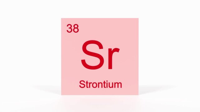 Strontium Element 4K Render - Periodic Table Box with Atomic Number 38, Scientific Education, Chemistry Classroom, Modern Science Video, and Laboratory 3D Content