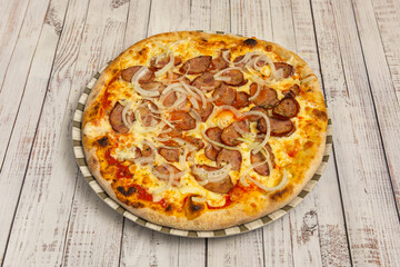 Caramelized Onion Pizza with slowly caramelized onions, Gruyère cheese, and lemon thyme