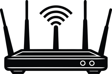 Black and white Modern WiFi Router Vector Illustration Isolated on Transparent Background Representing Wireless Internet Connection