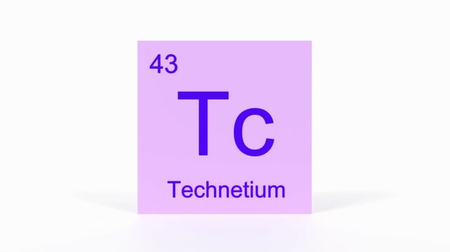 Technetium Element 4K Render - Periodic Table Box with Atomic Number 43, Scientific Education, Chemistry Classroom, Modern Science Video, and Laboratory 3D Content