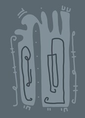 Minimal abstract image for printing. The picture fits modern interiors. The picture is painted by hand on a tablet. © neurostructure