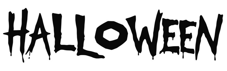 Bleeding black Halloween text logo red on isolated transparent background