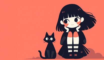girl and cat
