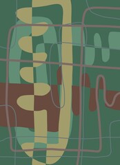 Minimal abstract image for printing. The picture fits modern interiors. The picture is painted by hand on a tablet. © neurostructure