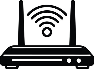 WiFi Router Vector Illustration Depicting Wireless Internet Technology and Signal Connectivity on transparent background