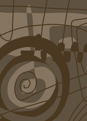 Minimal abstract image for printing. The picture fits modern interiors. The picture is painted by hand on a tablet. © neurostructure