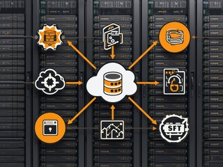Dynamic data flow visualization connecting cloud services to secure network infrastructure