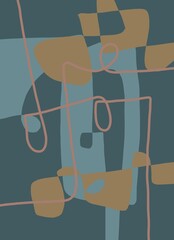 Minimal abstract image for printing. The picture fits modern interiors. The picture is painted by hand on a tablet. © neurostructure