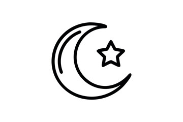 Islamic Crescent Moon and Star Symbol