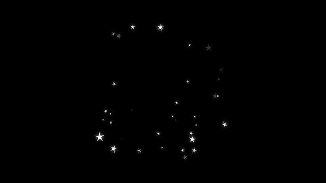 Glowing glitter burst sparkle effect overlay, Night stars skies with twinkling or blinking stars motion background. Glitter sparkle animated on black screen background. 4k animation
