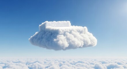 Cloud platform floating in the sky above a sea of fluffy clouds