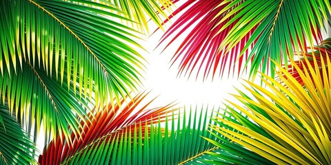 Fototapeta premium Tropical palm leaves create a vibrant, natural frame, isolated, nature