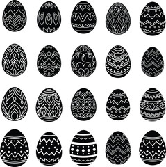 Collection of Black and White Decorated Easter Eggs .