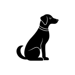 Silhouette of a dog sitting on transparent background