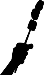 Vector isolated illustration of a marshmallow silhouette in a hand.