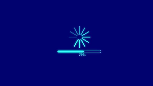 loading and buffering icon animation on blue background. Loading circle icon animation. Progress bar motion graphic and circle rotating loading icon.