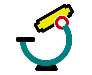 Simple microscope concept, Cartoon Floating Microscope, health laboratory, science test, medical equipment for viewing micro-sized objects. flat vector illustration on background.