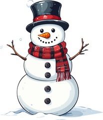 Snowman Christmas illustration hand draw