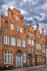 Street with historical houses in Lubeck, Germany