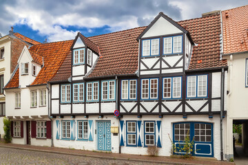 Street with historical houses in Lubeck, Germany