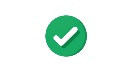 Pastel 3d Flat green Checkmark Button Vector Illustration