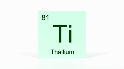 Thallium Element 4K Render - Periodic Table Box with Atomic Number 81, Scientific Education, Chemistry Classroom, Modern Science Video, and Laboratory 3D Content