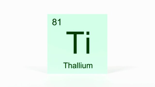 Thallium Element 4K Render - Periodic Table Box with Atomic Number 81, Scientific Education, Chemistry Classroom, Modern Science Video, and Laboratory 3D Content