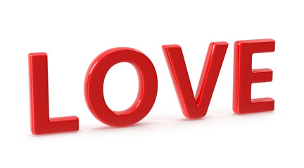 Vibrant Red 3D LOVE on White