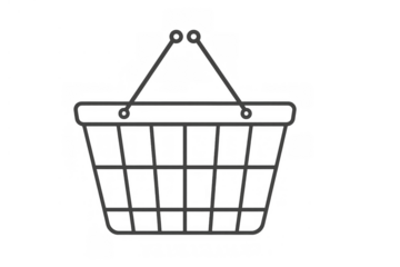 Shopping basket line icon representing online purchasing, e-commerce, retail and grocery shopping, transparent background