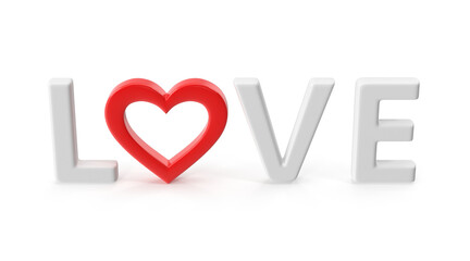 3D Love Word with Red Heart Symbol