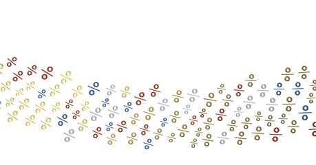 Unique artistic visual of percent signs, a wave of multi-colored percentages. Ideal for finance, sales, deals, discounts, and data-driven projec