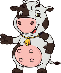 SPOTTED COW MASCOT - WHITE COW WITH BLACK SPOTS