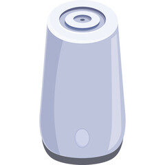 A White Cylinder Shaped Air Purifier With Blue Accents On A White Background